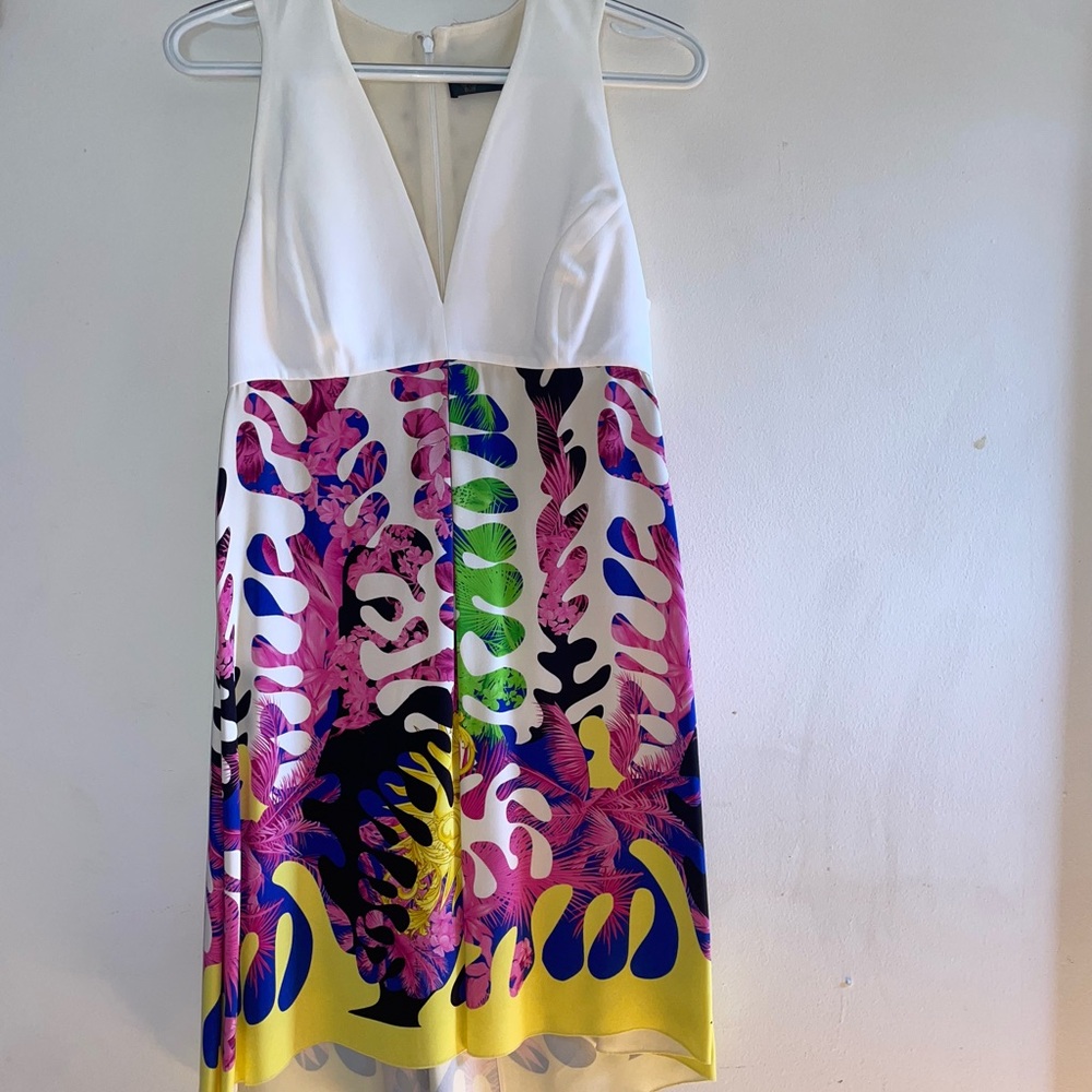 Versace White and Multicolor Mini Dress